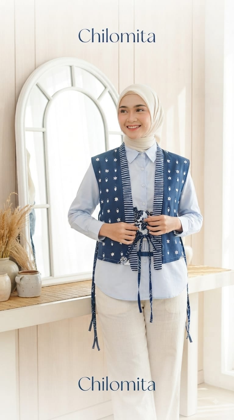 Blue Vest — vest batik Chilomita